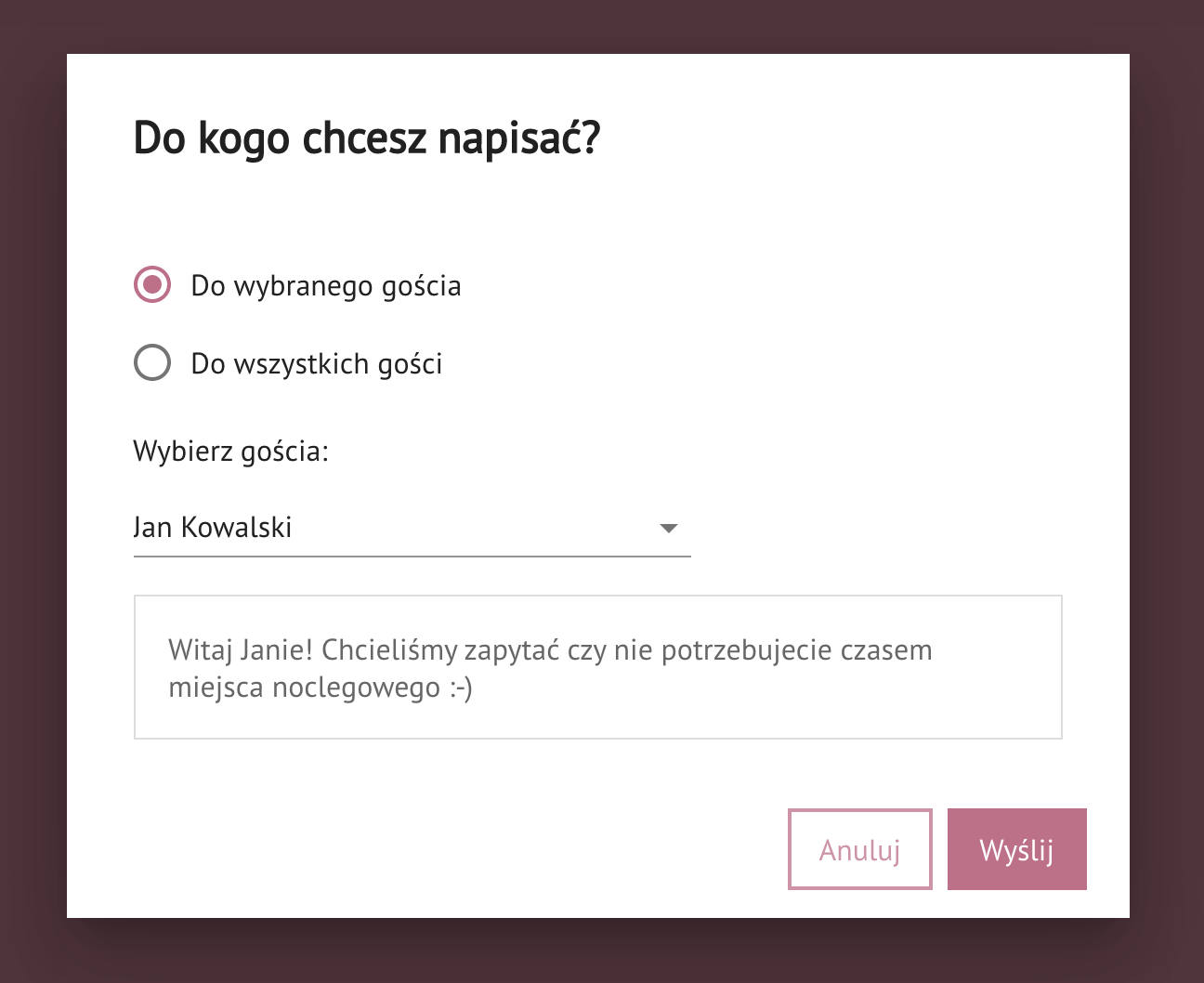 chat z gościem weselnym